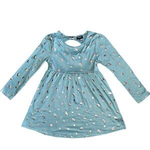 Picapino Green w/Gold Trees Long-sleeve Dress Size-Girl's 8